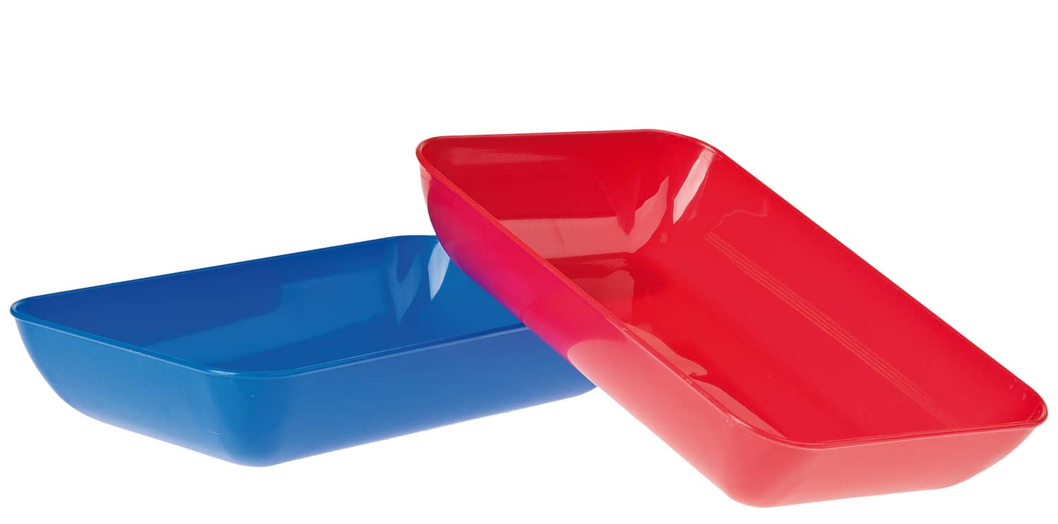 vaschette plastico rosso blu per giochi educativi bambini